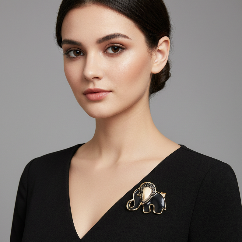 Elephant Brooch Pin – Rhinestone & Enamel Fashion Brooch (CC1198)