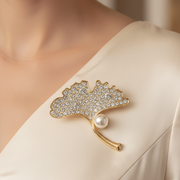 Rhinestone Crown Brooch Pin with Pearl Accent – Gold & Silver Fashion Jewelry (CC1206)