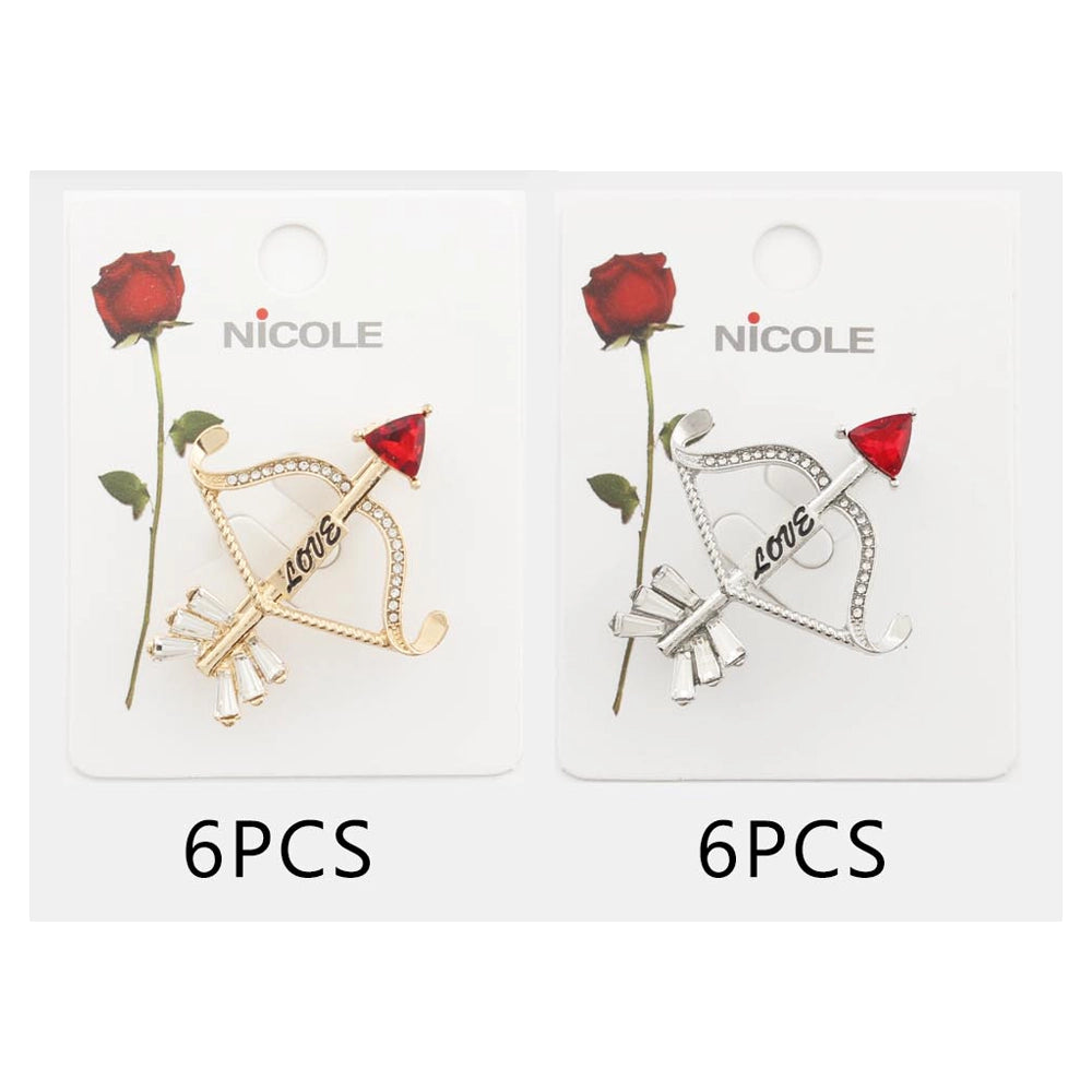 Cupid’s Arrow & Bow Crystal Brooch – "LOVE" Romantic Pin