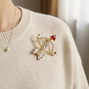 Cupid’s Arrow & Bow Crystal Brooch – "LOVE" Romantic Pin