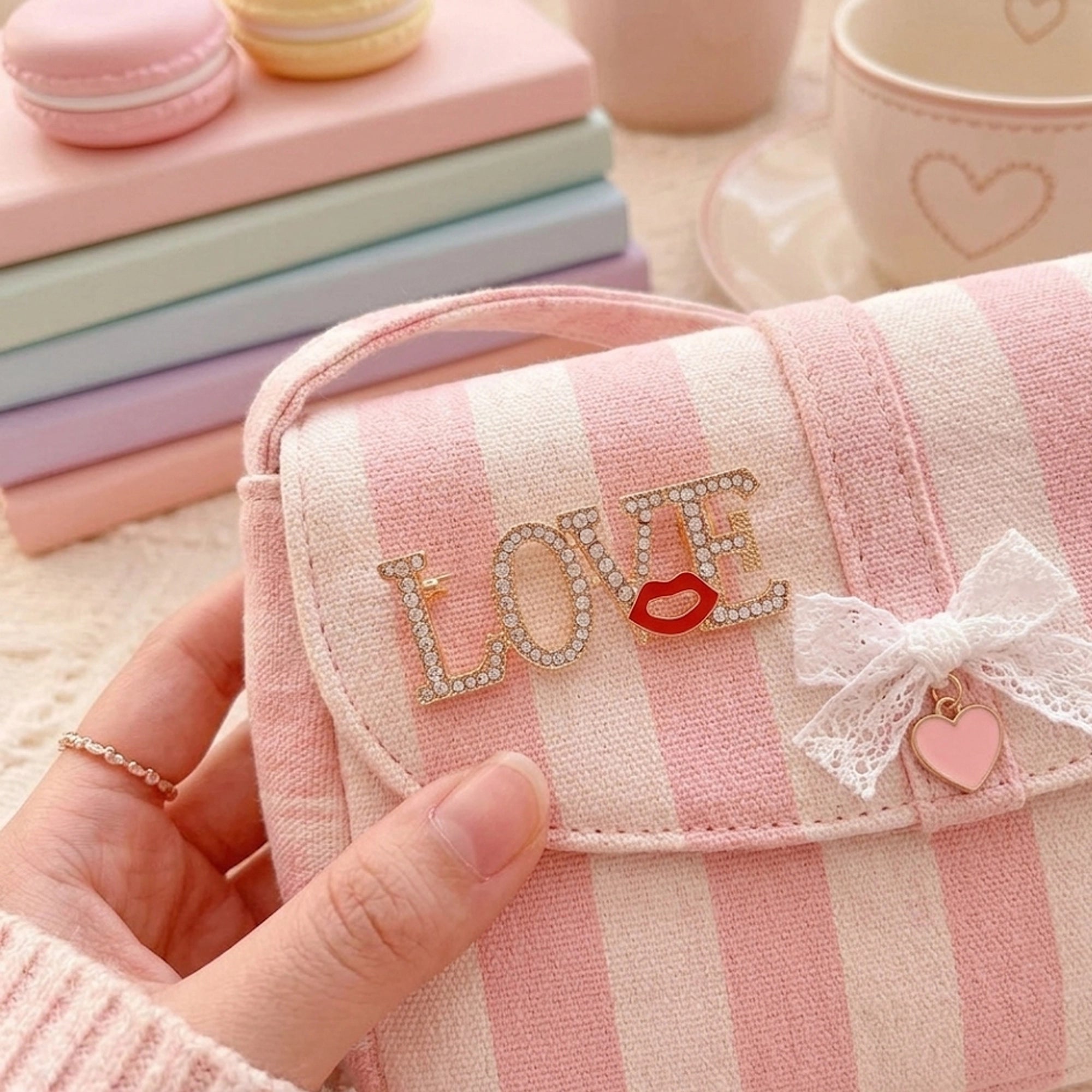 "LOVE" Rhinestone Brooch Pin 12pc (CC1220)