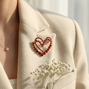 Elegant Crystal Double Heart Brooch Pin (CC1221)