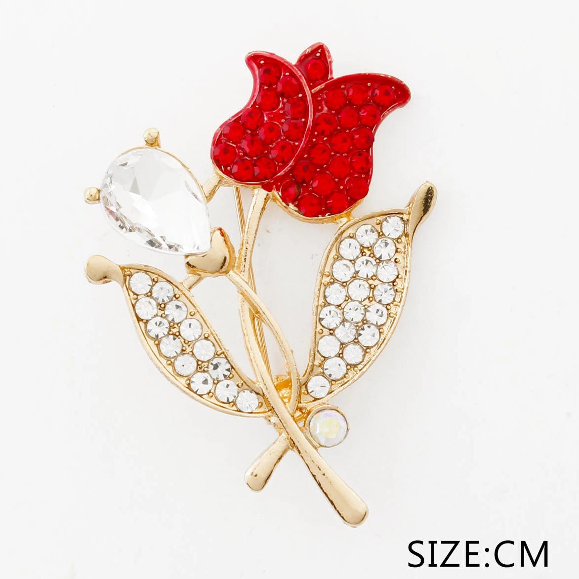 Elegant Tulip Floral Brooch Pin Set – Rhinestone Crystal Flower Brooch for Women, Wedding & Fashion Jewelry Accessories (Pack of 12) CC1222