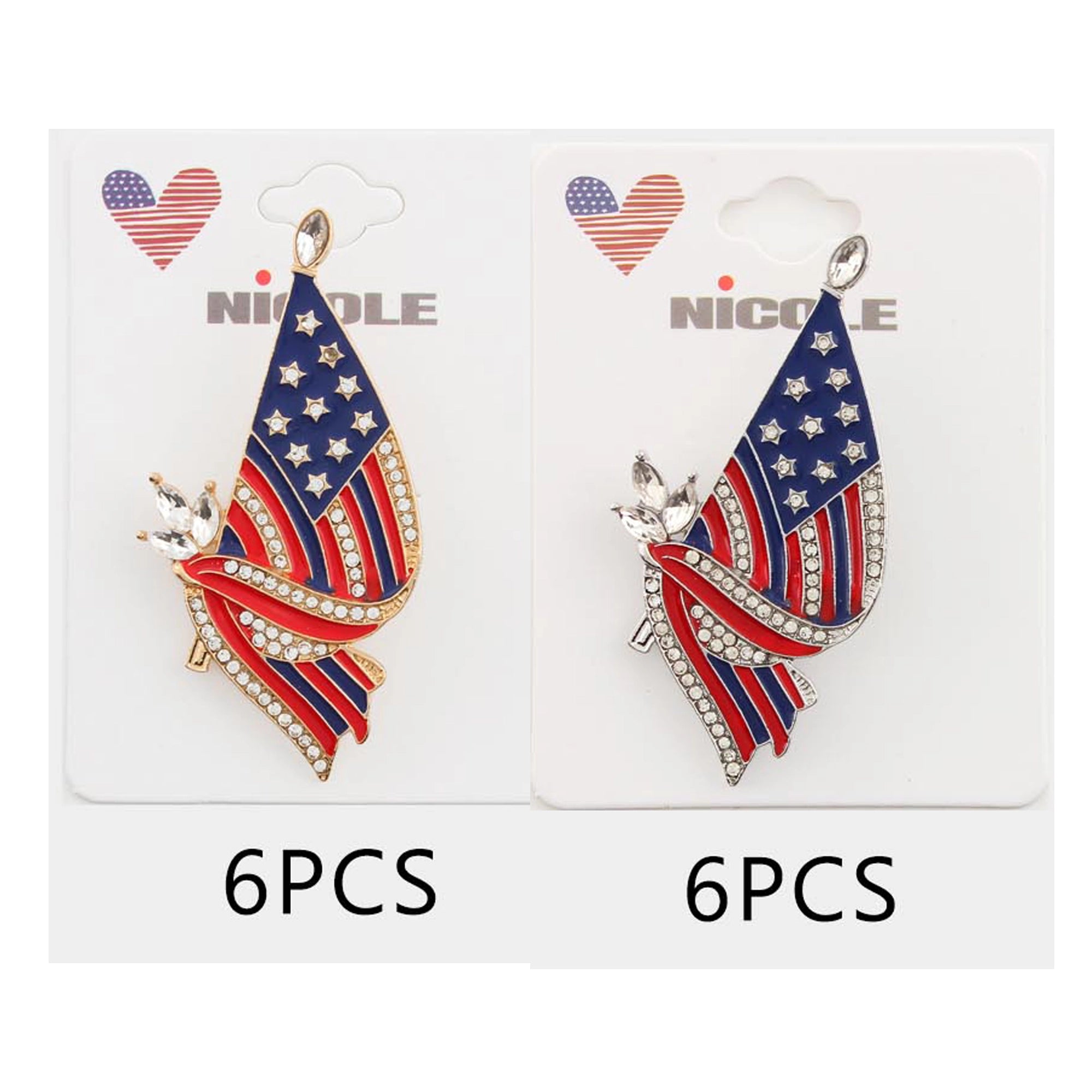 American Flag Brooch Pin with Rhinestones – Patriotic Crystal US Flag Jewelry for Memorial Day, 4th of July, Veterans Day – Red, White, & Blue Fashion Brooch (CC1239)