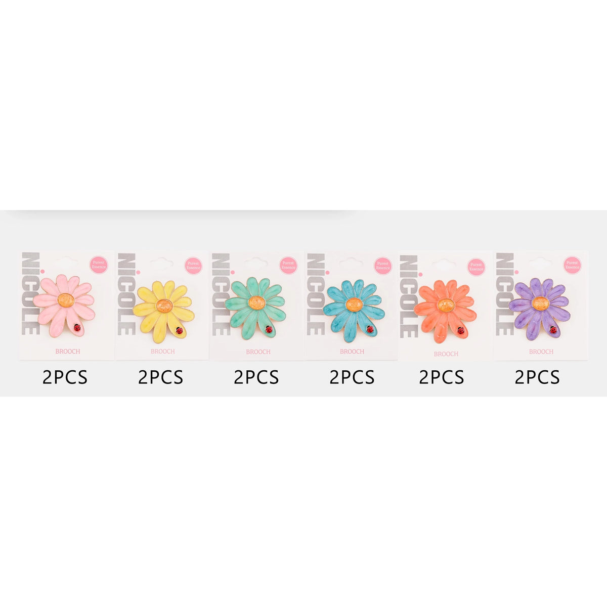 Resin Daisy & Ladybug Brooch Pin – 4.3x4cm Floral Lapel Pin Card Pack (CC1273)