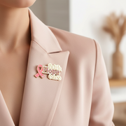 Pink Ribbon Faith Hope Cure Brooch Pin – Breast Cancer Awareness Rhinestone Brooch (1 Dozen / 12 Pcs) (CC1291)