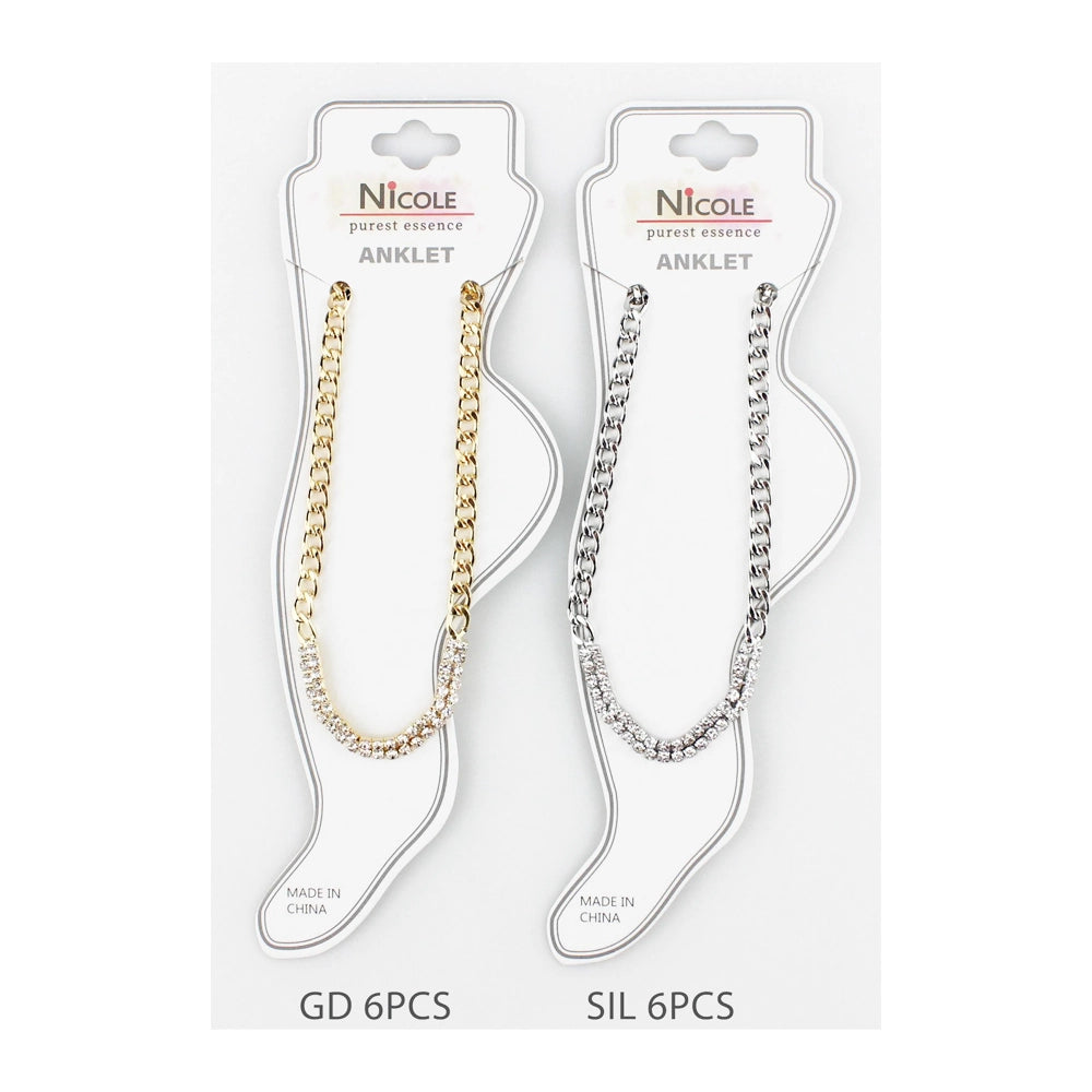 Sparkle & Chain Dual-Style Anklet | Rhinestone and Curb Chain Ankle Bracelet