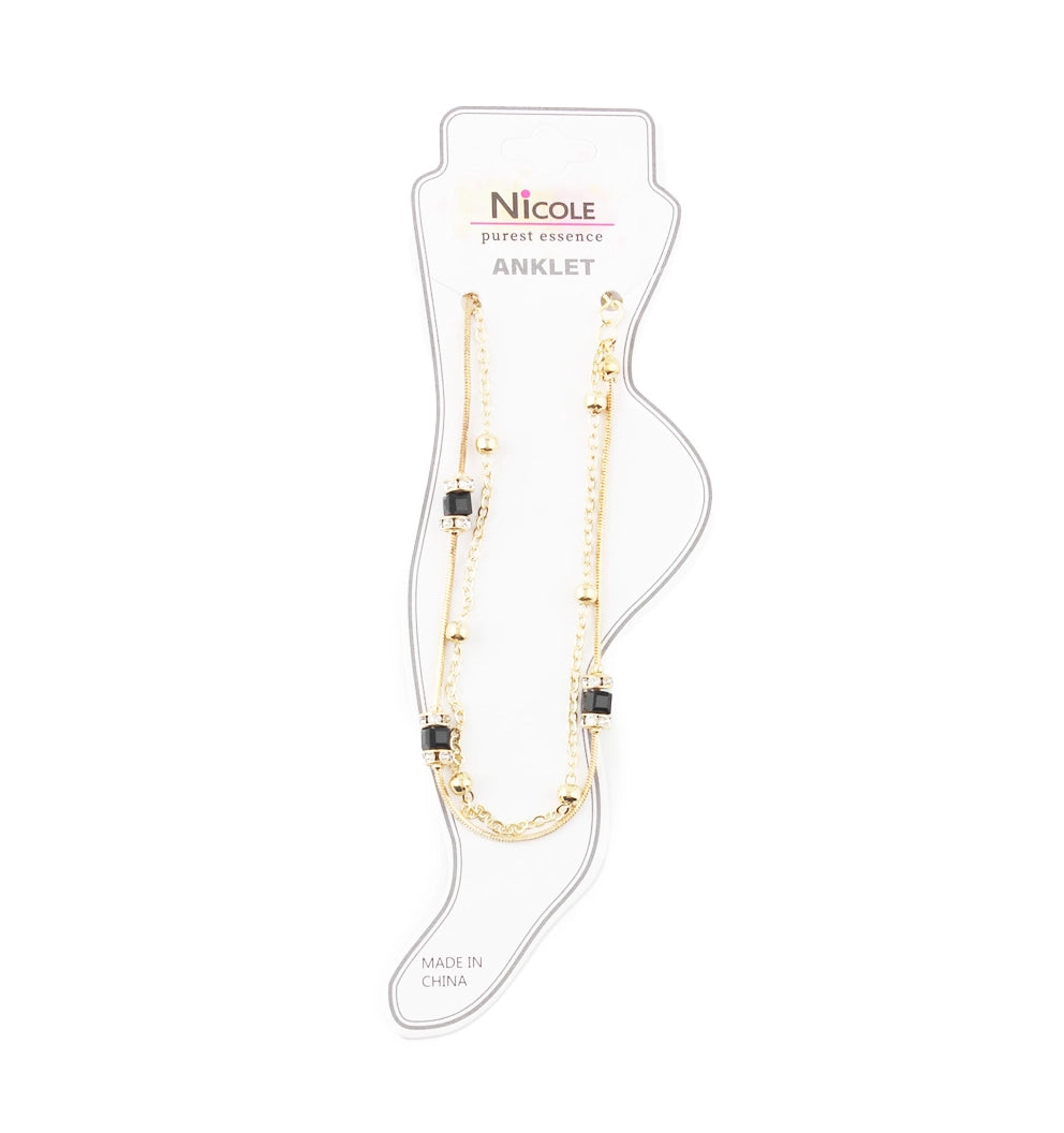 Dainty Layered Anklet Chain - Adjustable Gold & Silver Tone Ankle Bracelet