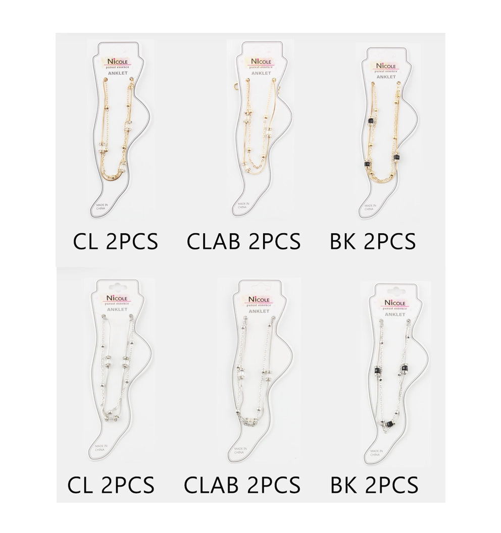 Dainty Layered Anklet Chain - Adjustable Gold & Silver Tone Ankle Bracelet