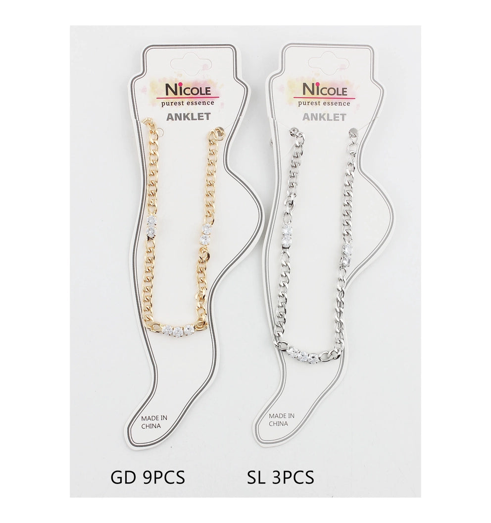 Dazzling Essence Curb Chain Anklets (Gold & Silver Tone)