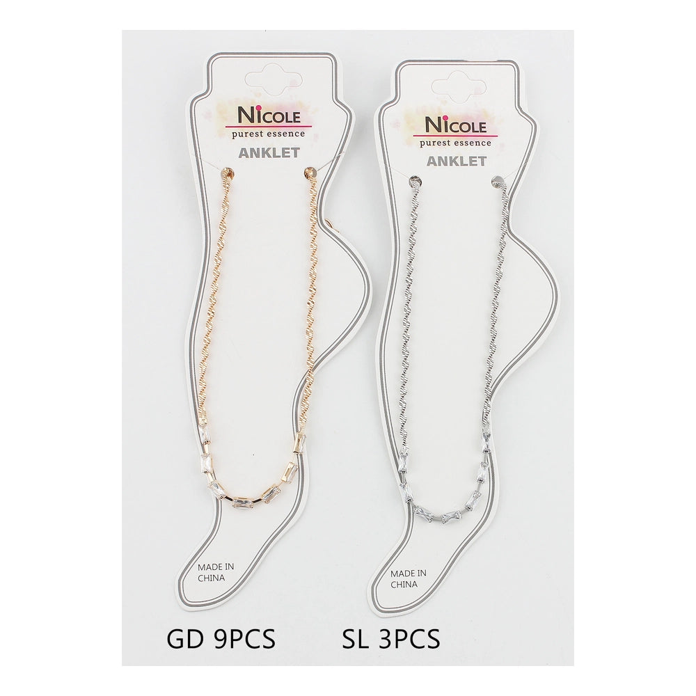 Elegant Twisted Chain & Baguette Crystal Anklet