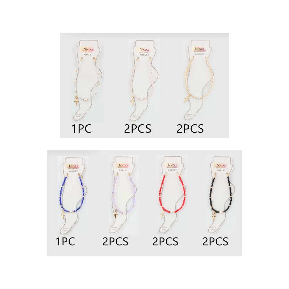 Elegant Ankh Cross Beaded Anklet | Bohemian Summer Ankle Bracelet for Women