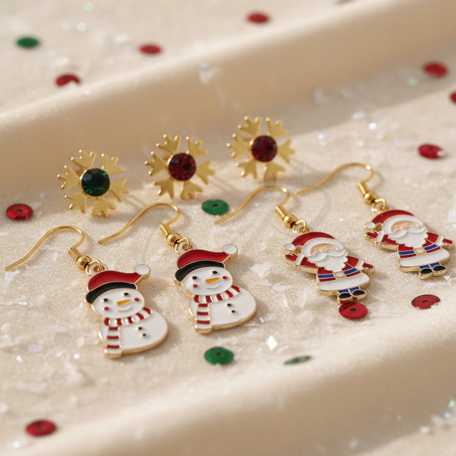 Christmas Dangle & Stud Earring Sets - Festive Holiday Jewelry