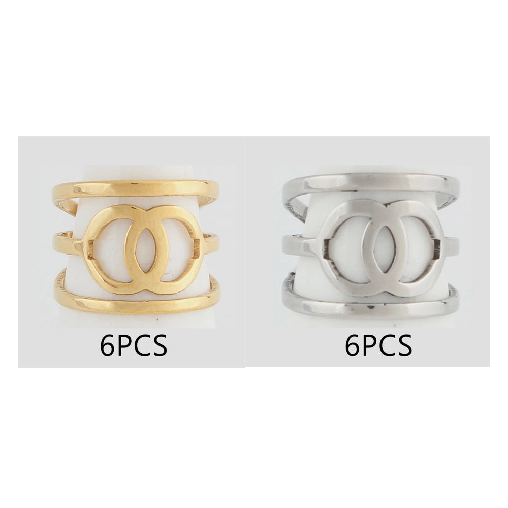 Wide Band Interlocking Double C Stainless Steel Ring