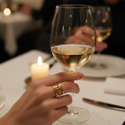 Wide Band Interlocking Double C Stainless Steel Ring