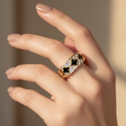 Enamel Clover & Crystal Band Rings - Wholesale Set of 12 (Gold & Silver Tone) (CG2736)