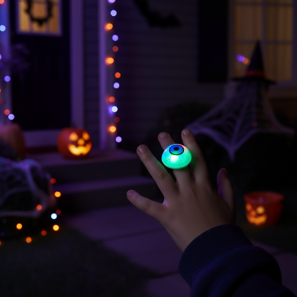 LED Halloween Light-Up Ring – Pumpkin, Eyeball & Monster Finger Designs (CG2947)