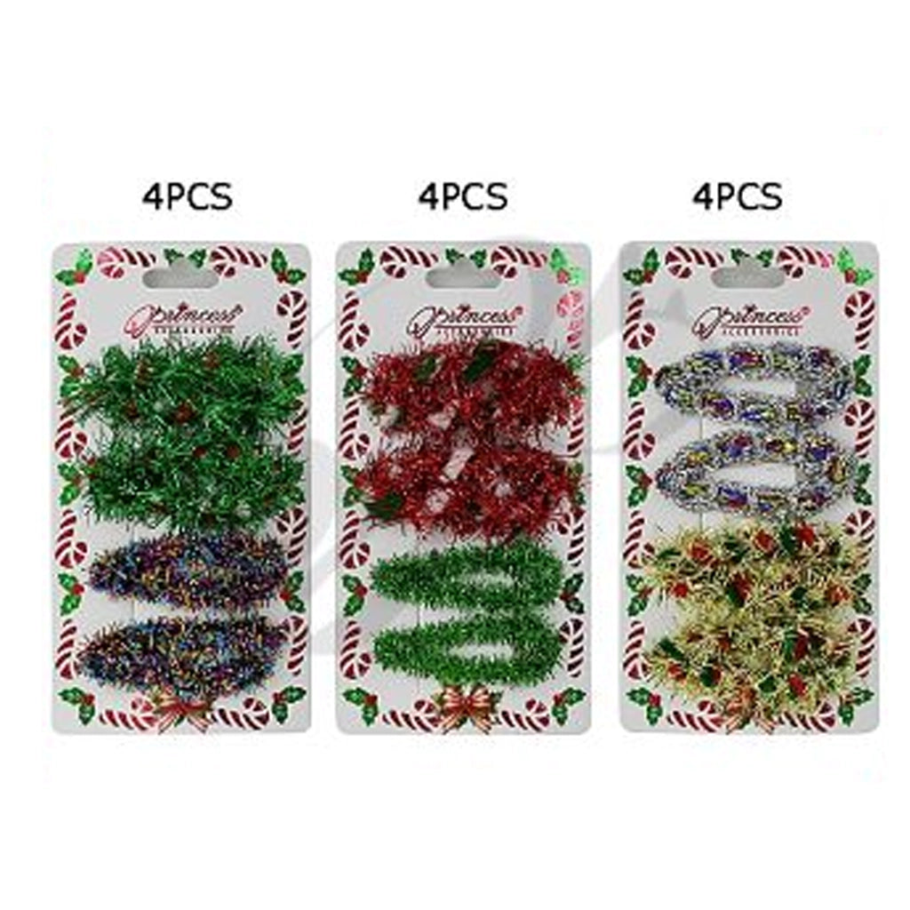 Festive Tinsel Christmas Hair Clip Sets - Holiday Sparkle Accessories