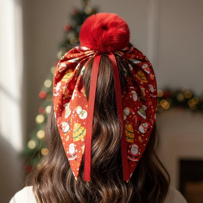 12-Pack Christmas Hair Tie Bows | Festive Holiday Scrunchies
