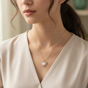 Sweetheart Sparkle: Crystal-Trimmed Heart Pendant Necklace Set