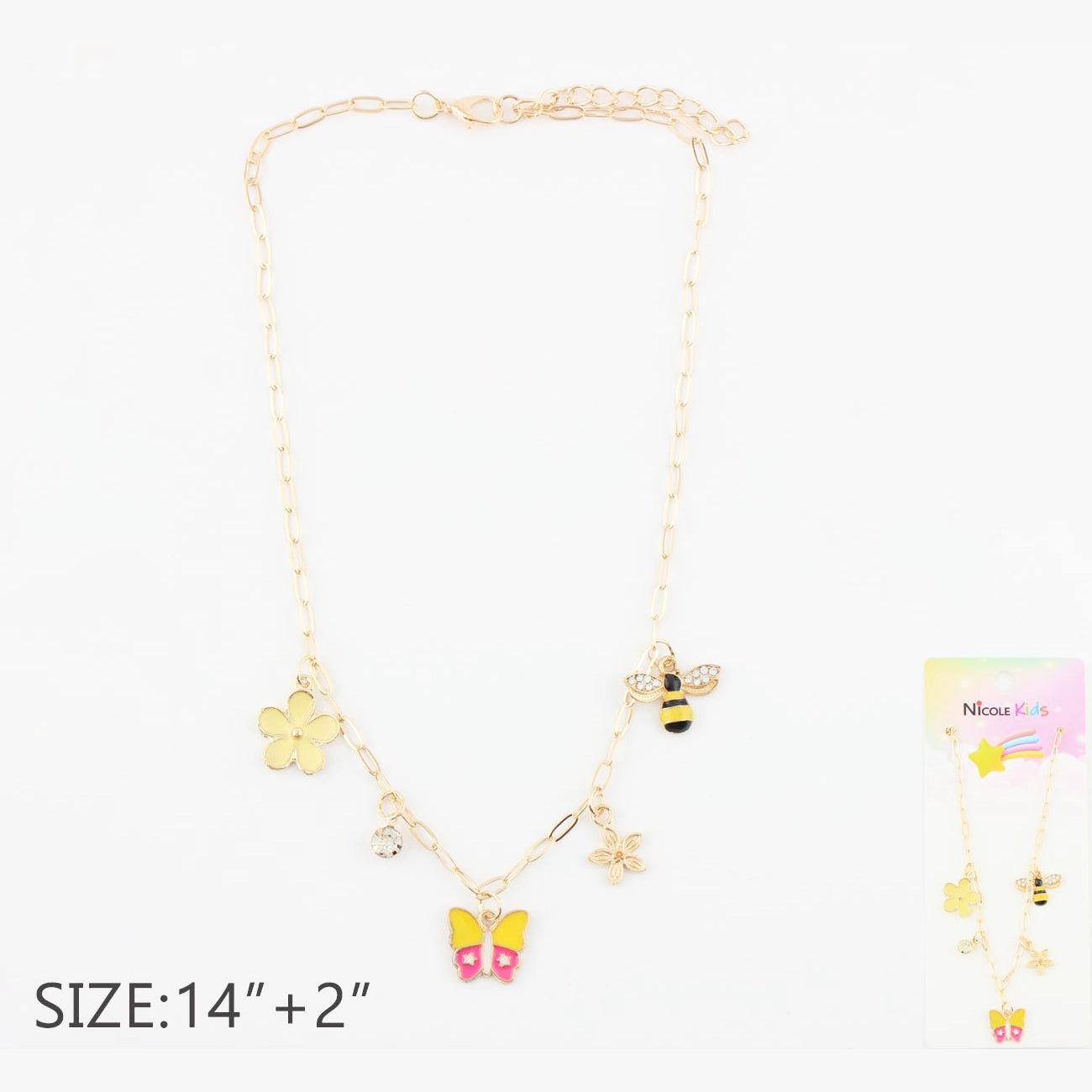 Nature-Themed Charm Necklace – Butterfly, Bee, & Flower Design (CK2158)