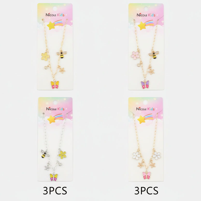 Nature-Themed Charm Necklace – Butterfly, Bee, & Flower Design (CK2158)