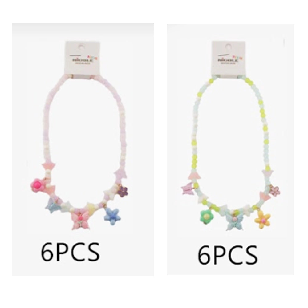 Butterfly and Flower Beaded Charm Necklace – Pastel Summer Jewelry CK2232