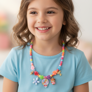 Colorful Beaded Charm Necklace – Assorted Lollipop & Floral Charms (CK2233)