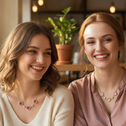 Triple Heart Station Necklace - Crystal Pave Hearts, 17"+3" Adjustable Chain