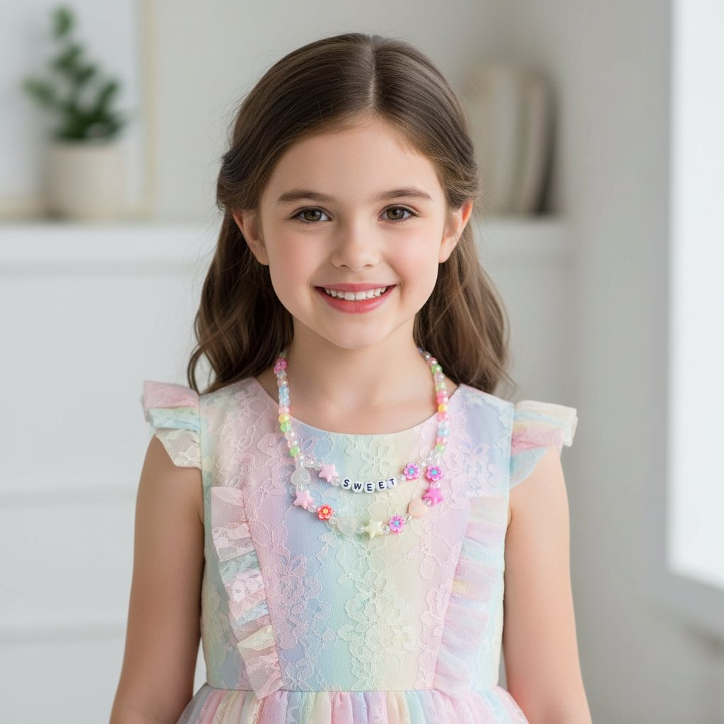 "SWEET" Pastel Beaded Layered Necklace Set CK2328