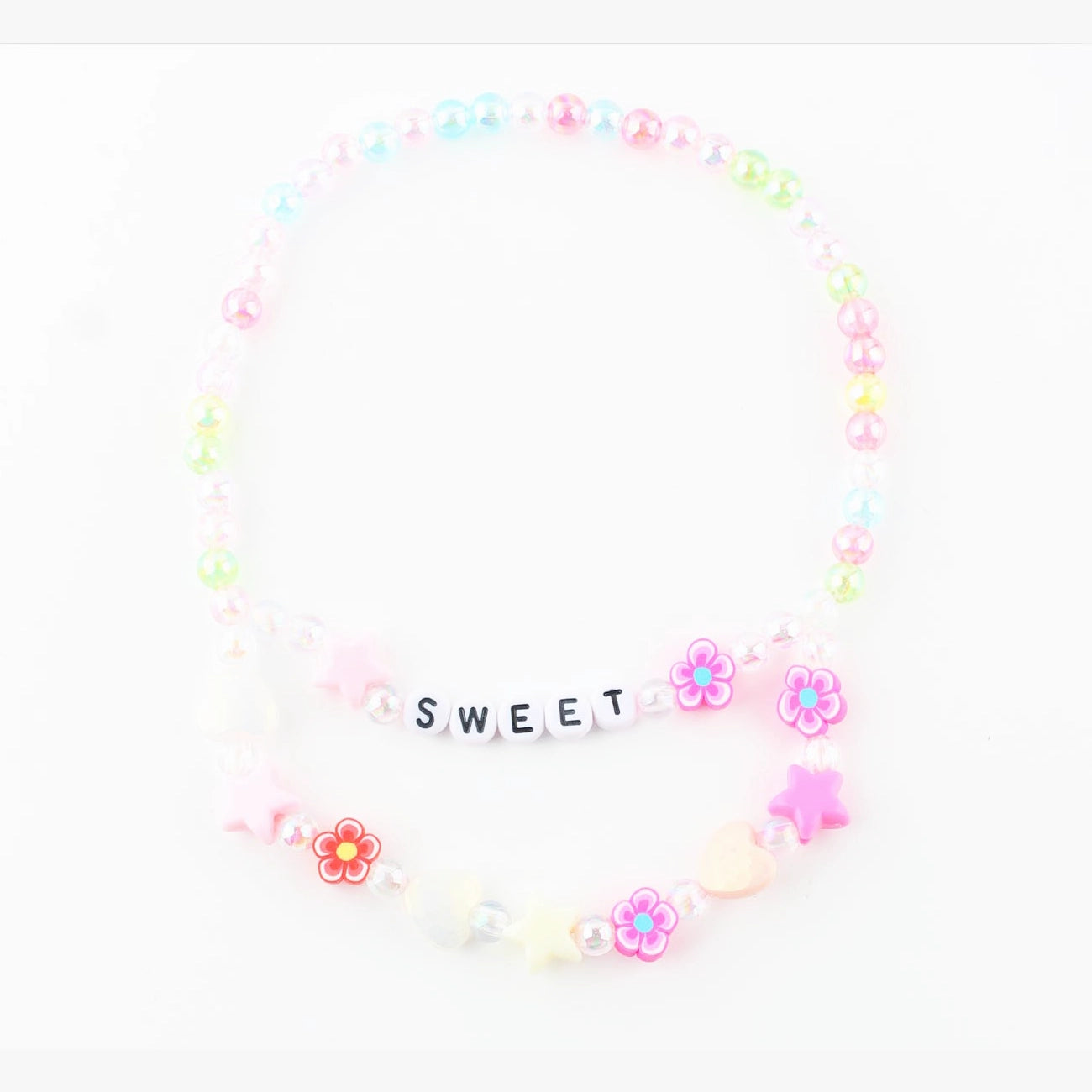 "SWEET" Pastel Beaded Layered Necklace Set CK2328