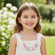 "CUTIE" Double-Strand Beaded Necklace - Pastel Charm & Teddy Accents (CK2330)