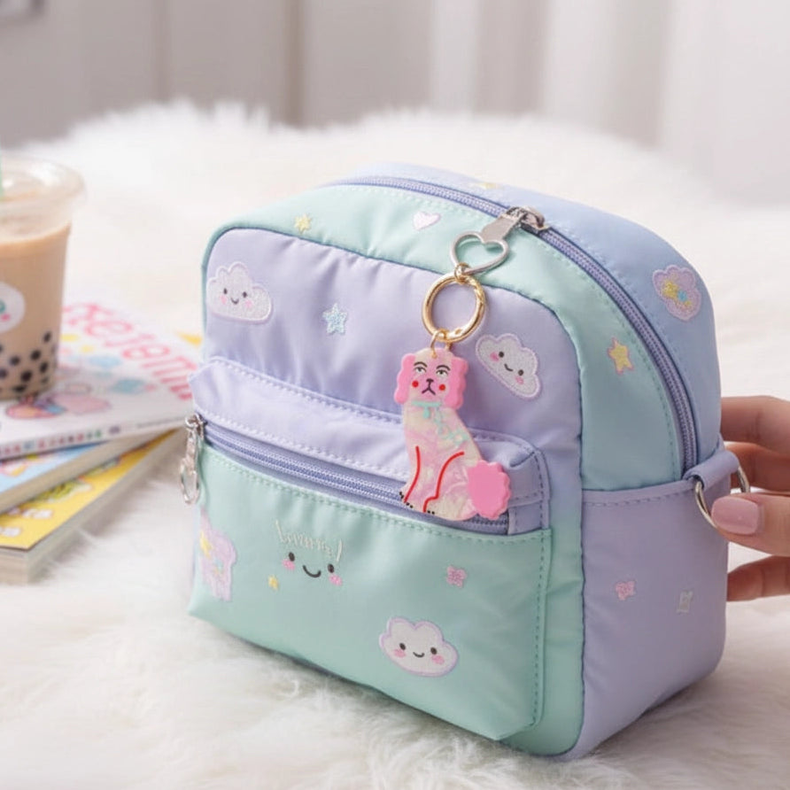 Poodle/Shih Tzu Inspired Iridescent Dog Keychain