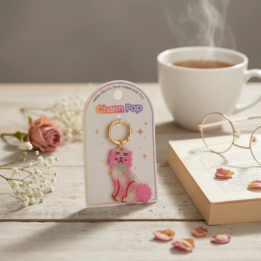 Poodle/Shih Tzu Inspired Iridescent Dog Keychain