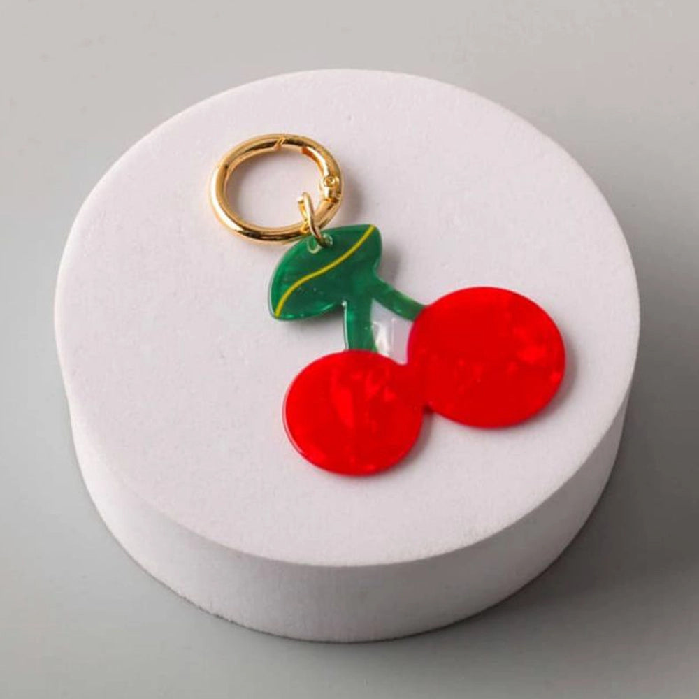Pop Art Cherry Charm Keychain