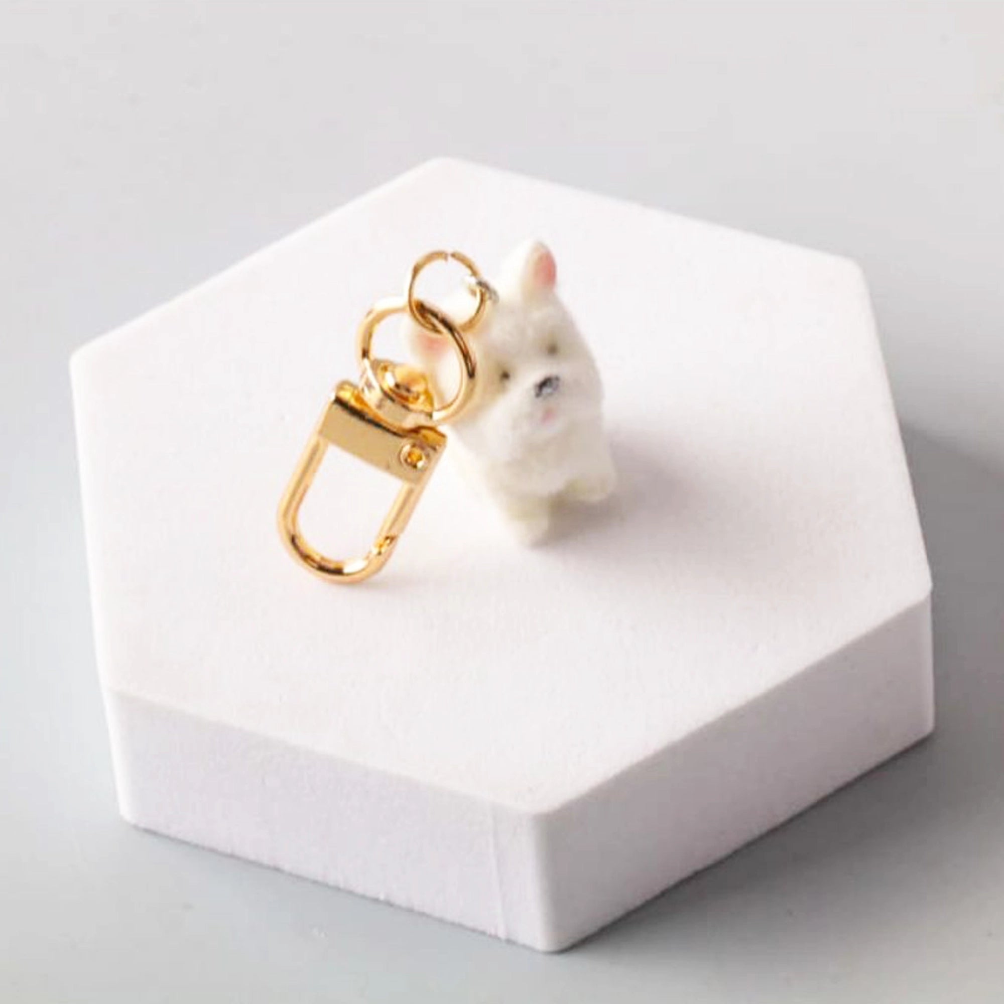Fuzzy Dog Keyring Charms - Adorable Flocked Puppy Accessories (2 Styles) (CR1122)