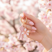 Iris Tropical Flower Charm Ring – Gold Carabiner Hoop with Enamel Floral Pendant (CR1126)
