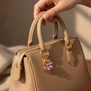 Daisy Flower Ring Charm Clip – Gold Enamel Floral Keychain & Bag Charm (CR1131)