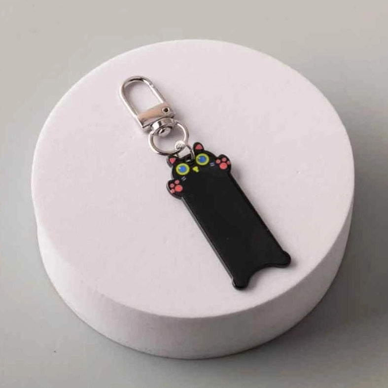 Cute Long Standing Cat Keychain Charm – Enamel Kitty Bag Clip & Key Ring Accessory (CR1164)