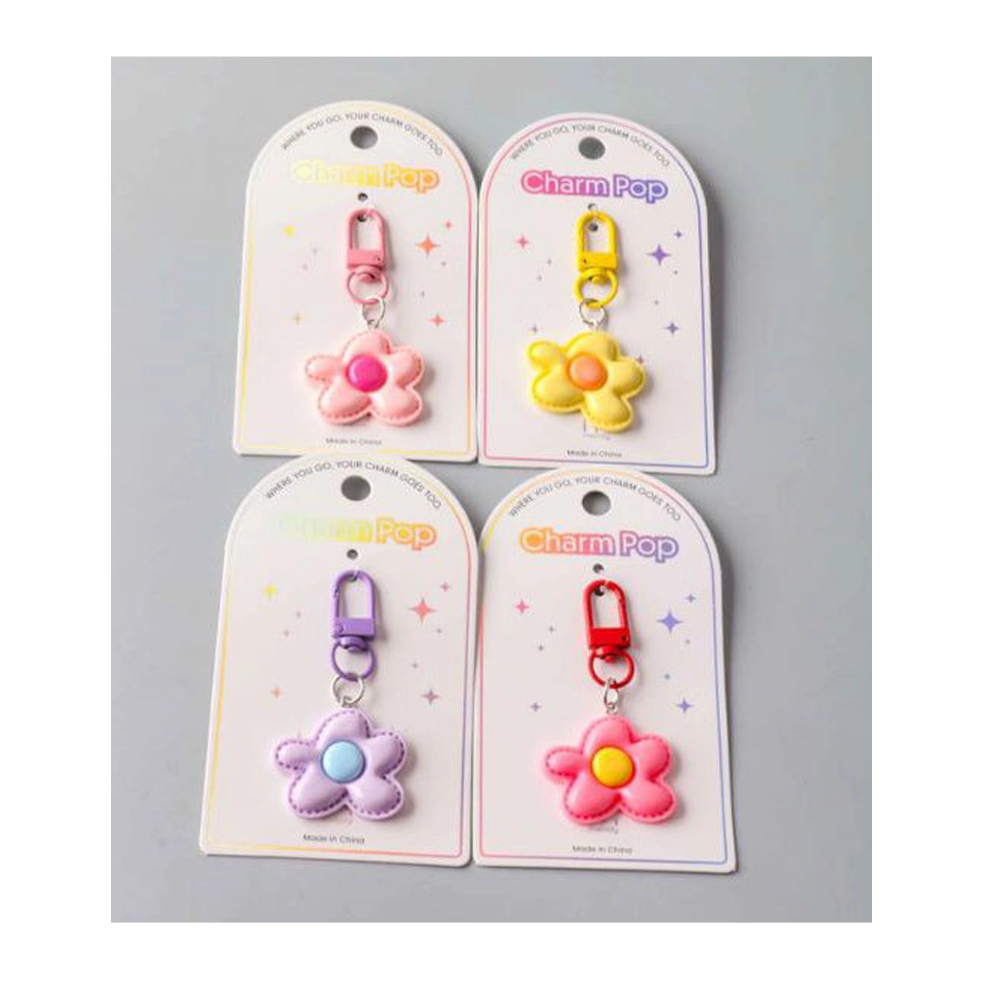 Leather Egg Daisy Flower Charm Keychain - Colorful Floral Accessories (CR1185)