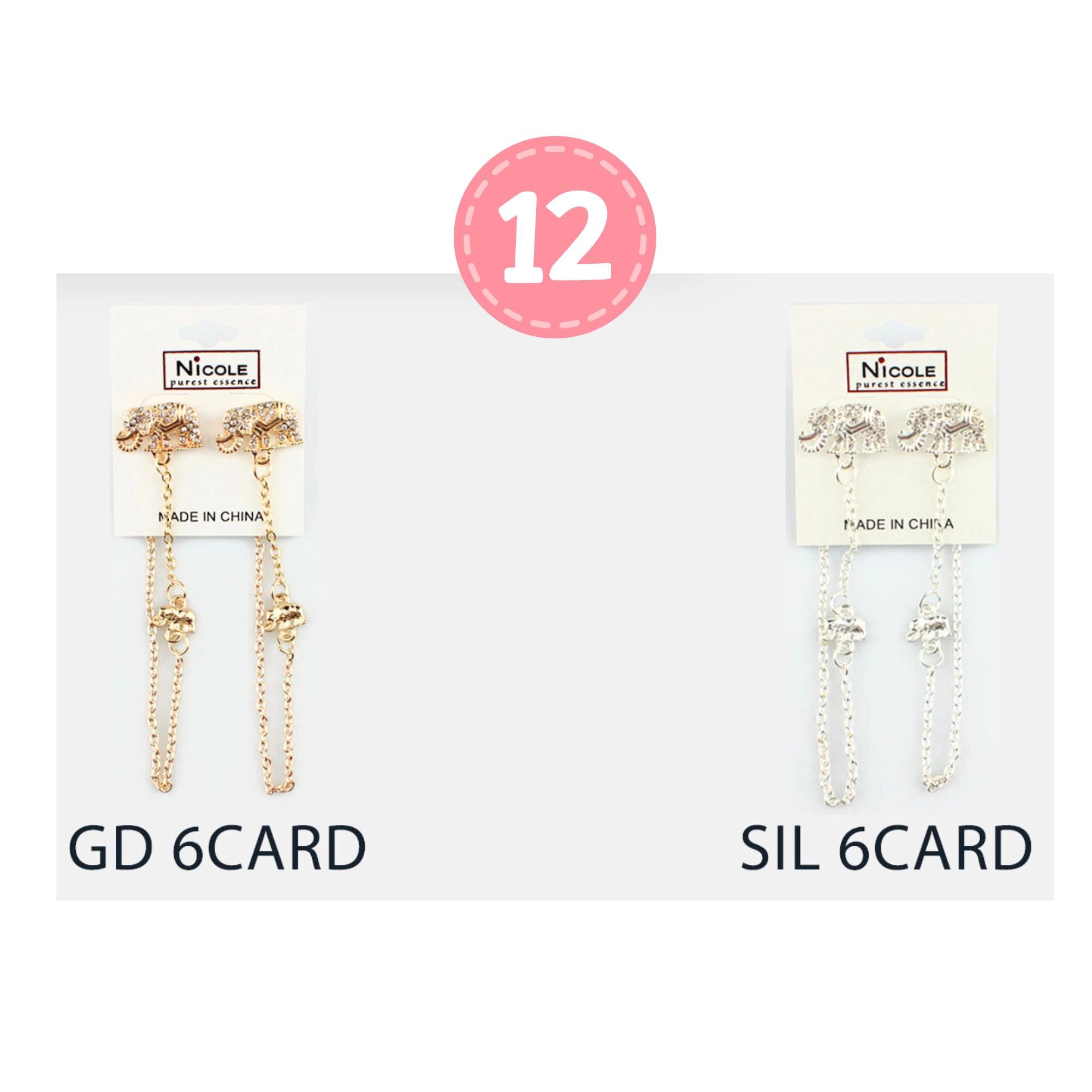 Playful Lucky Elephant Chain Drop Earrings