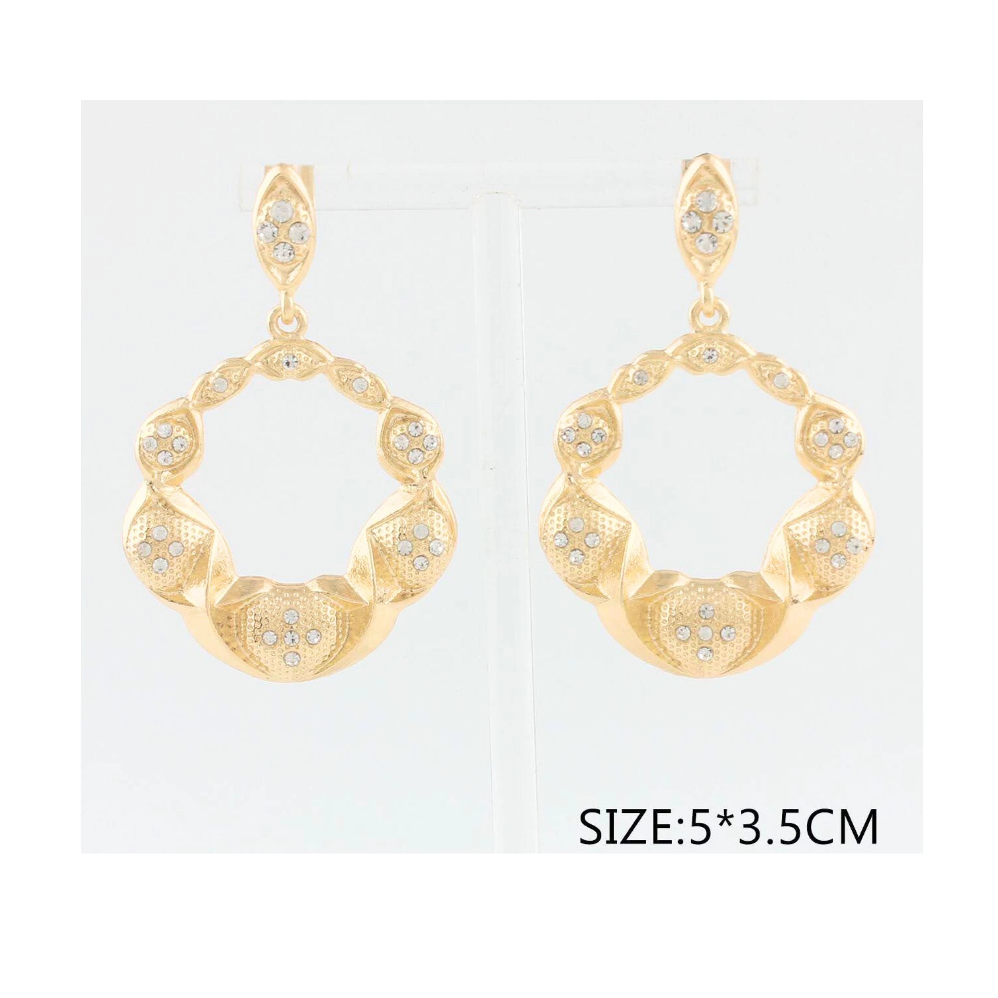 Textured Geometric Pave Drop Earrings | Statement Gold/Silver Circles