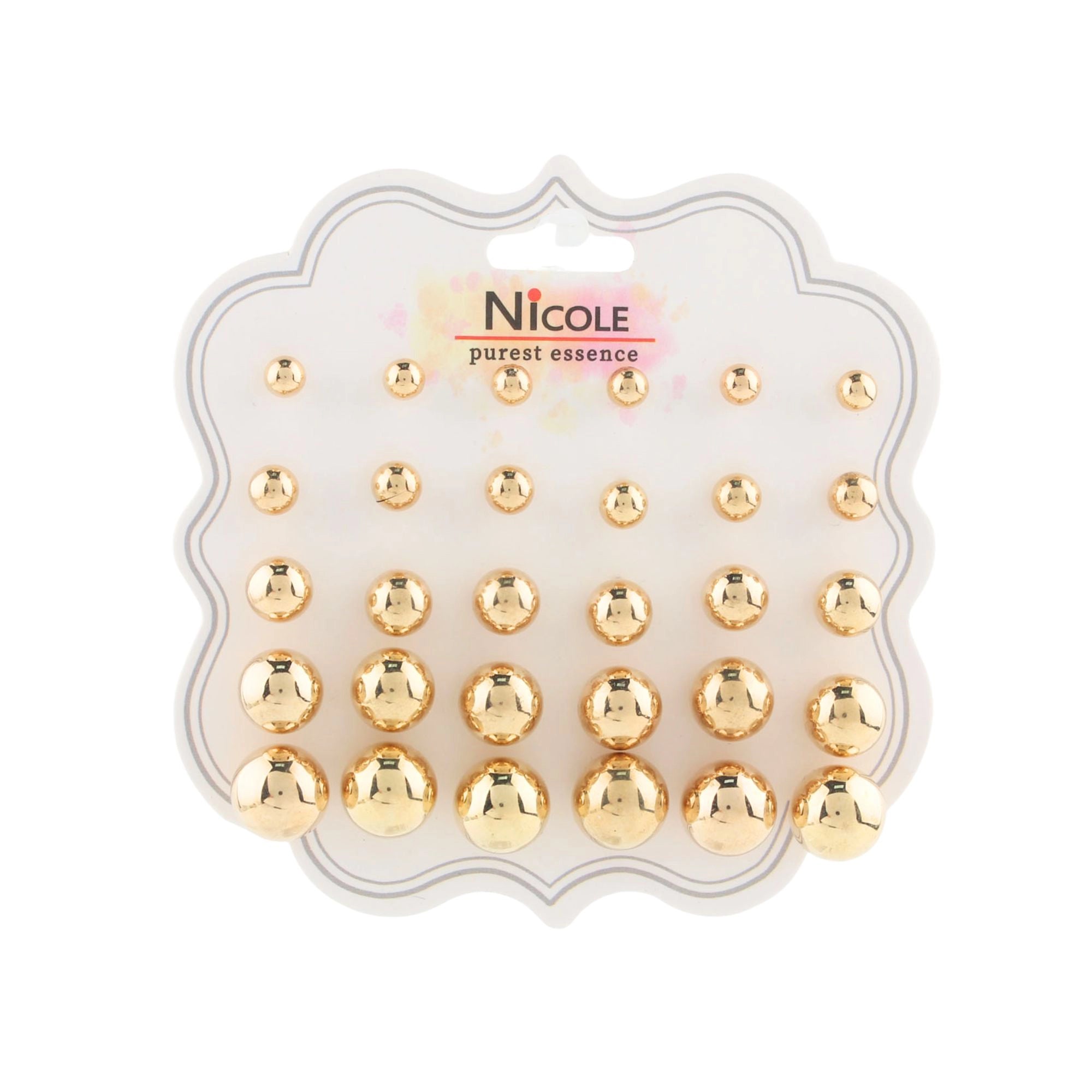 Ultimate Ear Stack: 20-Pair Gold-tone Ball Stud Set in Graduated Sizes