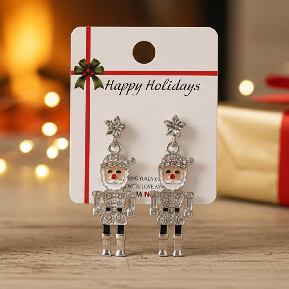 Christmas Nutcracker Dangle Earrings – Festive Holiday Jewelry (Gold & Silver Tone) | 1.5CM