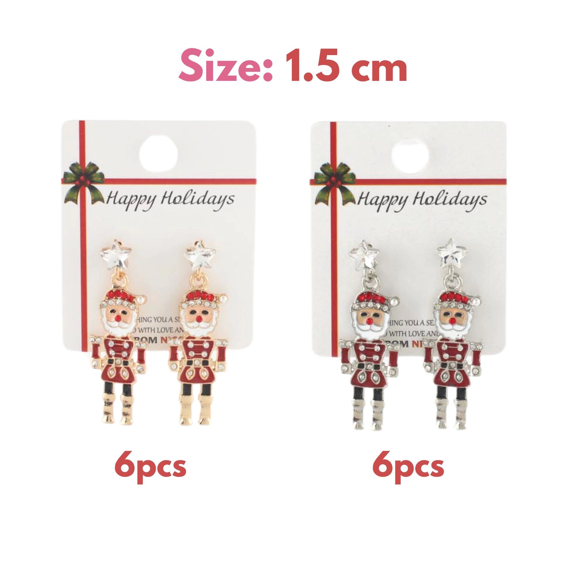Christmas Nutcracker Dangle Earrings – Festive Holiday Jewelry (Gold & Silver Tone) | 1.5CM