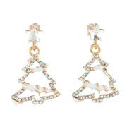 Sparkling Christmas Tree Dangle Earrings – Festive Holiday Jewelry (Gold & Silver Tone) | 3.5x2.2cm