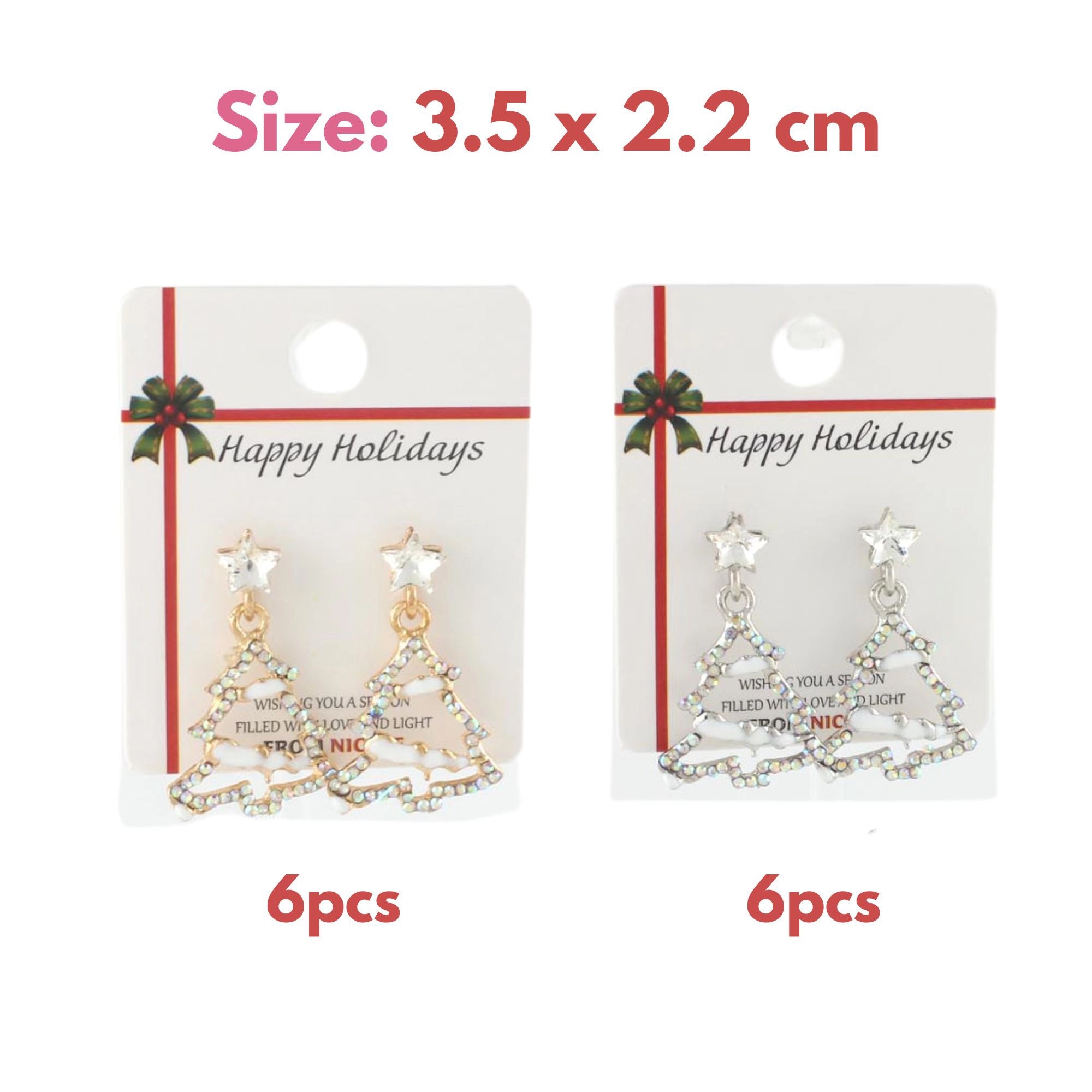 Sparkling Christmas Tree Dangle Earrings – Festive Holiday Jewelry (Gold & Silver Tone) | 3.5x2.2cm