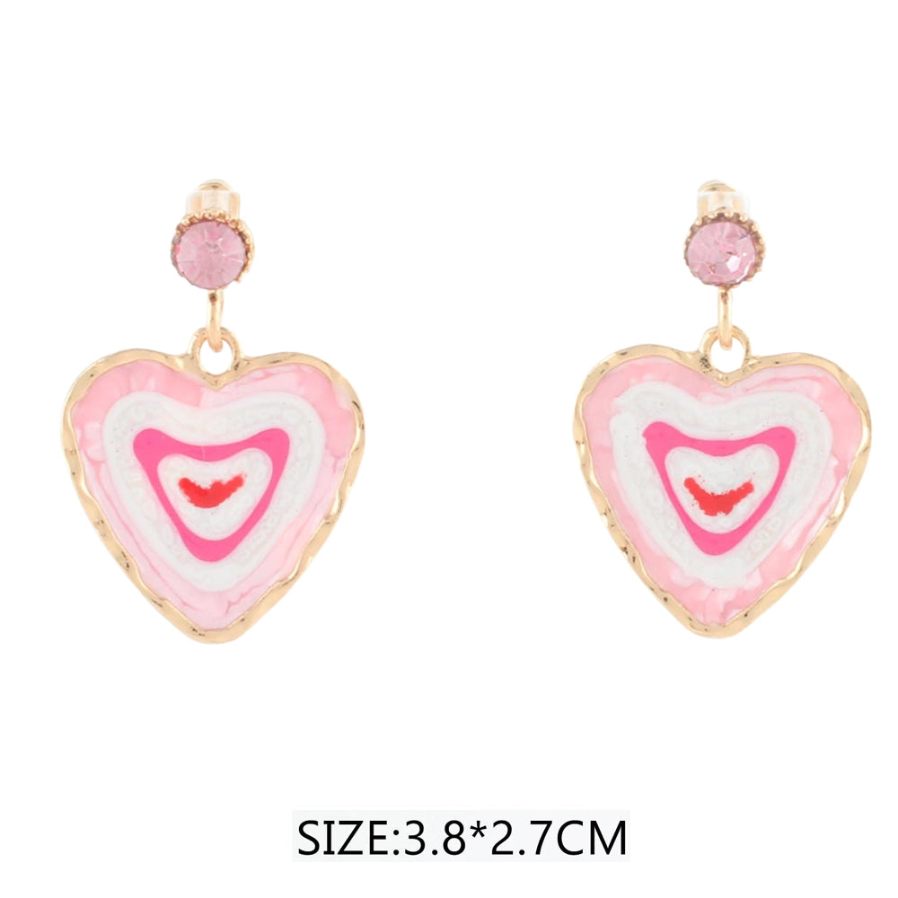 Sweet Layers of Love: Pink Enamel Heart Dangle Earrings