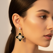 Elegant Four-Leaf Clover Drop Earrings (CR3932)