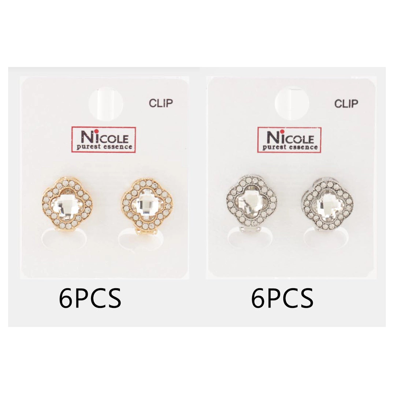 Four-Leaf Clover Crystal Clip-On Earrings (CR3989)
